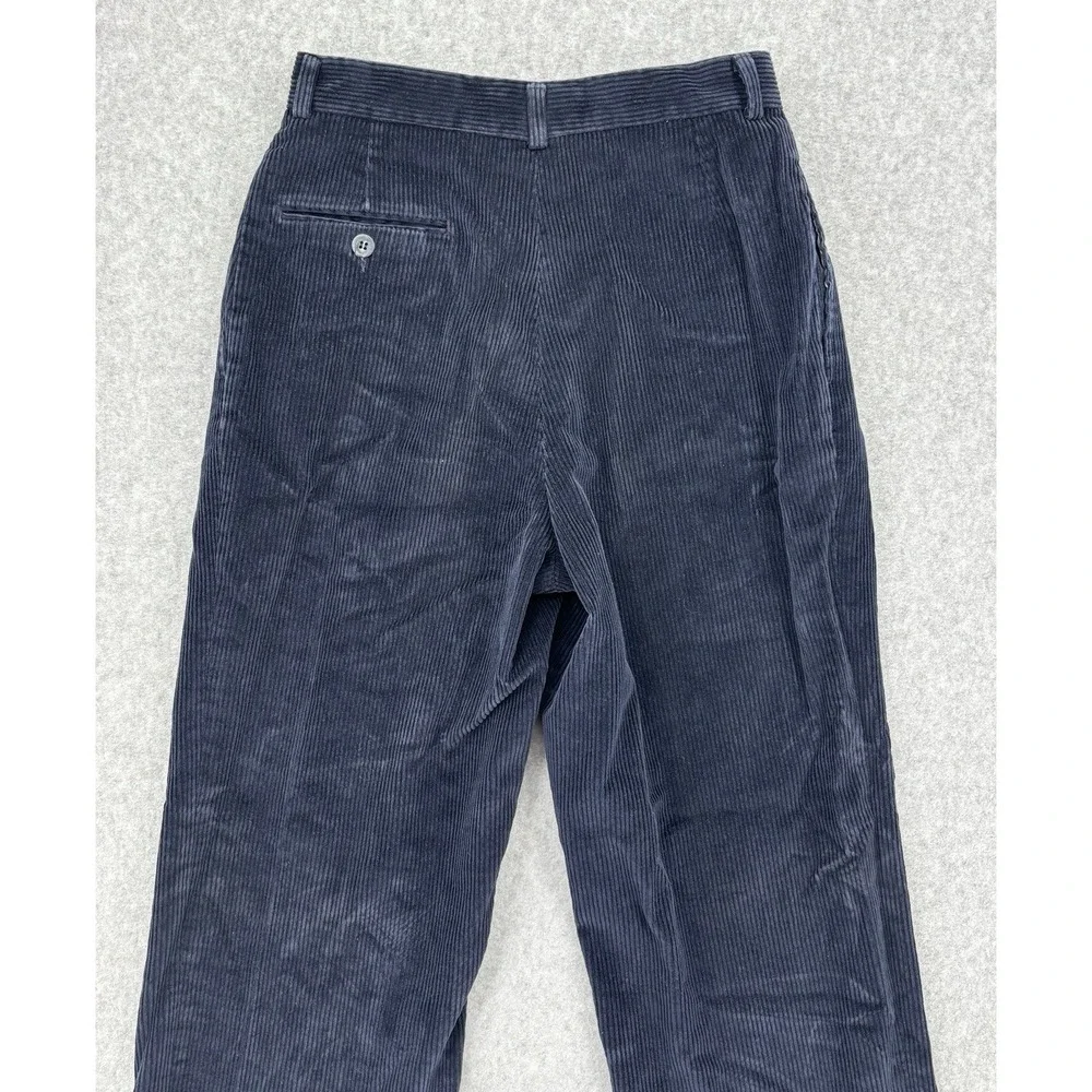Vintage Eddie Bauer Corduroy Pants Made USA Navy Pleated 26x29